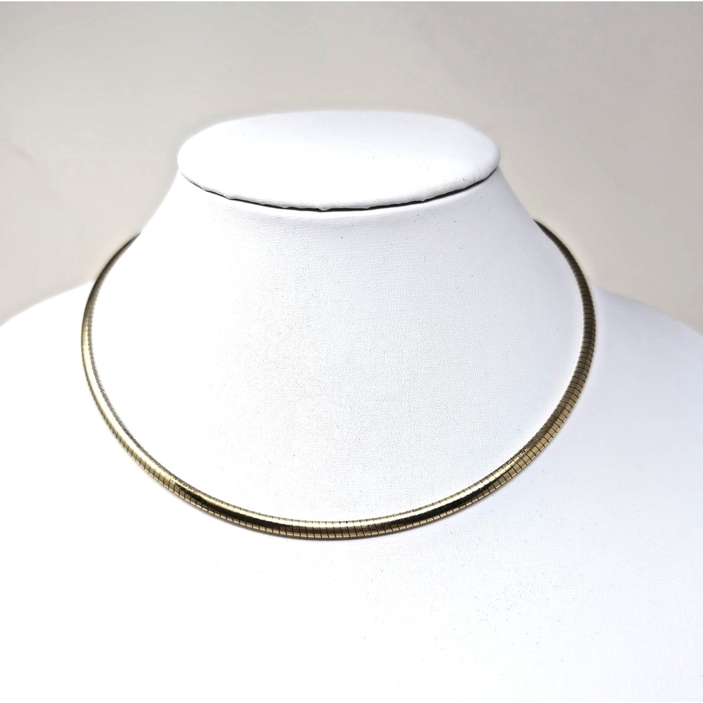 925 Sterling Silver Gold Plated Italian Snake Omega Chain Necklace Lobster Clasp